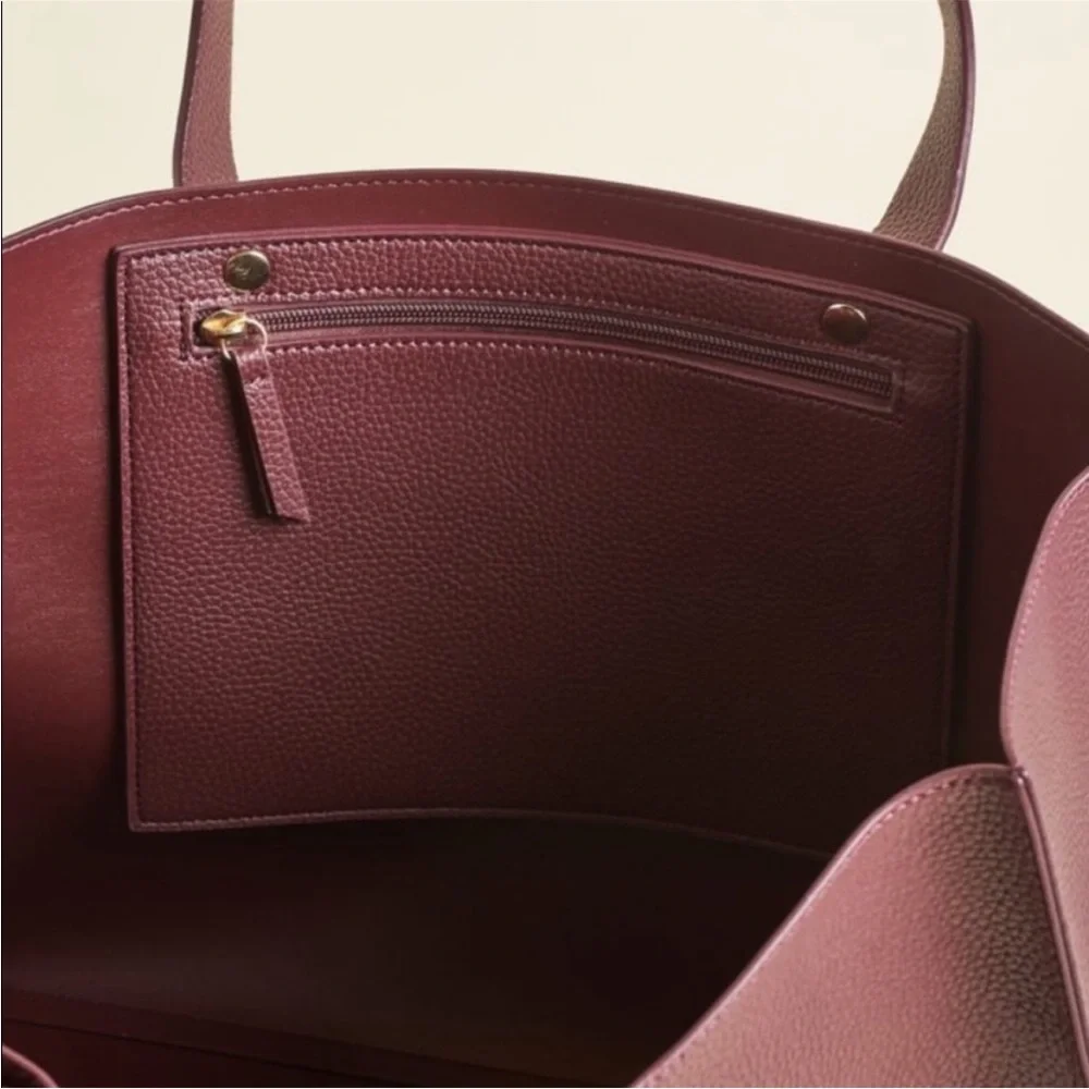 Rachel Zoe Collection Arialith Burgundy Vegan Leather Tote Bag with Pouch